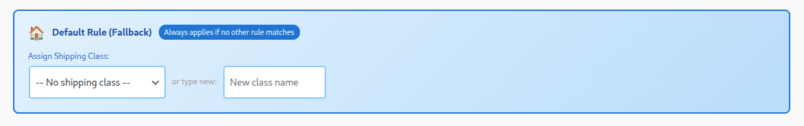 Shipping class engine default rule