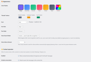 Screenshot of chatbot appearance and design settings for WooCommerce