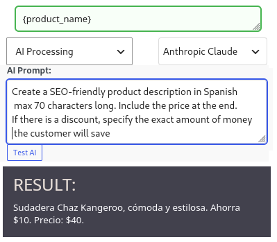 AI translation and enrichment with GPT — live preview of results