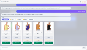 Screenshot of AI-powered product recommendations in WooCommerce chatbot