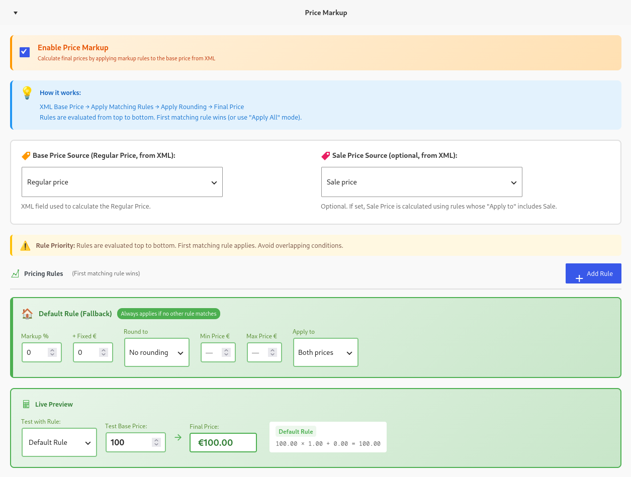 WooCommerce price markup engine with live preview dashboard in Bootflow PRO
